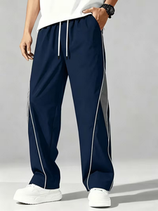 Pantalon de survêtement décontracté pour homme, coupe ample, en toile de spandex/nylon, respirant, séchage rapide, taille élastique, braguette zippée, poches - Product Image 3