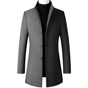 Abrigo Largo de Lana Negro para Mujer, Cuello Camisero, Color Sólido, Abrigo Cálido para Invierno - Product Image 4