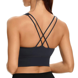 Women's Navy <b>Blue</b> Seamless Sports <b>Bra</b> Scoop Neck Racerback Medium Support Yoga Workout Top Solid Color Simple Style - Product Image 6