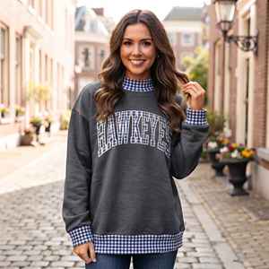 Sudadera Oversize de Algodón y Poliéster para Mujer con Cuello Alto Simulado y Hombros Caídos - Product Image 1