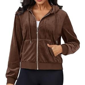 Nouveau design – Sweat à capuche zippé en velours chaud pour femme, idéal pour l'hiver et le jogging - Product Image 1