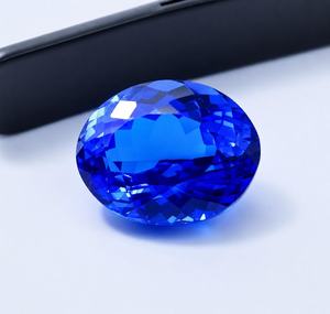 Saphir bleu du Cachemire naturel ovale certifié, pierre brute pour la fabrication de bijoux, bague, pendentif - Product Image 3