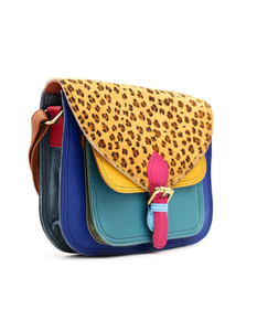 Handmade Multicolored Leather Purse Hair on Animal Print Shoulder Woman <b>Handbag</b> <b>Medium</b> Crossbody Purse Shoulder Strap Bag - Product Image 2