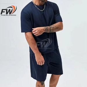 Ensemble de T-shirts décontractés pour hommes, vêtements de sport personnalisés pour la gym et le fitness, respirants, coupe oversize avec strass, service OEM pour l'hiver - Product Image 2