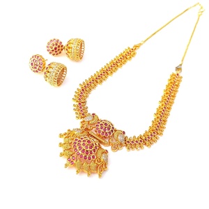 22K Gold Plated <b>Ruby</b> Vintage IGI Certified <b>Necklace</b> Set South Indian Traditional Bollywood Jewelry Bridal Wedding <b>Necklace</b> - Product Image 2