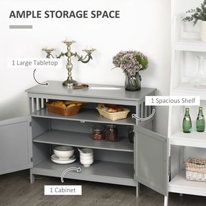 Gray 2-Level Cabinet Wooden <b>Buffet</b> Console <b>Table</b> with Open Shelf for Kitchen Dining Room Villa Wine Cellar Living Room Storage - Product Image 5