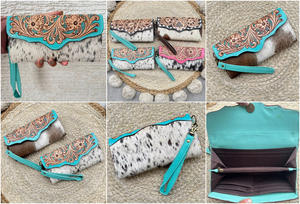 Elegant <b>Ladies</b> Hand Tooled Genuine Leather Women Clutches Luxury Credit <b>Card</b> Holder Hand Purse <b>Wallet</b> Business Promotional Gifts - Product Image 3