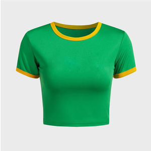 เสื้อครอปท็อปแฟชั่นผู้หญิง สไตล์ลำลอง ทรงเข้ารูป ผ้าคุณภาพสูง ลายเรียบ ตกแต่งโลโก้ ลายปะติด สำหรับฤดูร้อน - Product Image 2