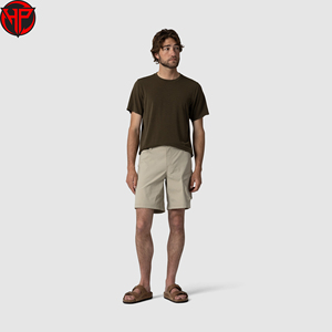 Shorts cargo pour homme en coton 100% écologique, couleur unie, logo sur le devant, taille mi-haute, fermeture élastique, vêtements décontractés - Product Image 2