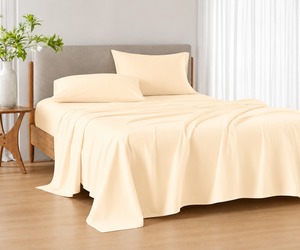 High on Demand Luxury 200 TC <b>Queen</b> Size <b>Bed</b> <b>Sheet</b> Set – Soft Smooth Breathable Blanched Almond, Comfortable Easy-Care Bedding - Product Image 1