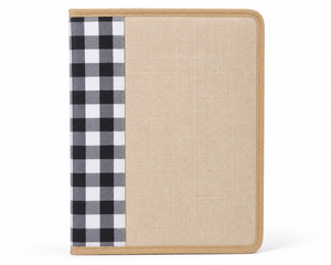 Jute <b>Portfolio</b> Case 13.5x10 in Checkered Side Business Organizer <b>Folder</b> - Product Image 1