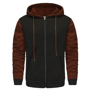 Men's <b>Black</b> Hooded <b>Zipper</b> Sweatshirt Regular Fit Casual Fleece <b>Hoodie</b> Solid Color Autumn Wear Cheap Price New Arrival - Product Image 1