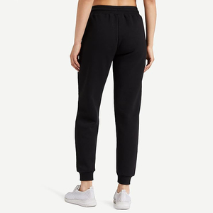 Classic <b>Plain</b> <b>Black</b> Cotton Fleece Women's Jogger <b>Trousers</b> Elastic Waist Wholesale Europe Daily Basic - Product Image 2