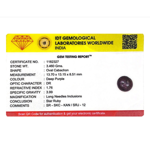 Natural Star Ruby Loose Gemstone 17.3 Carat Oval Cabochon Fine Quality Certified Wholesale - Product Image 4
