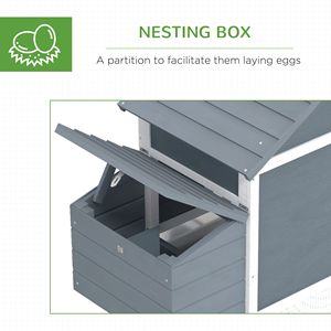 Pollaio in Legno Bianco da 150 cm con 2 Porte e Vassoio Nido Rimovibile, Piccola Casetta per Galline da Esterno per Giardino/Cortile - Product Image 6