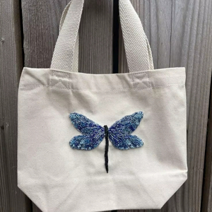 KANT K Beaded Fashion Minimal Aesthetic Open Closure Canvas Tote Bag - Product Image 1