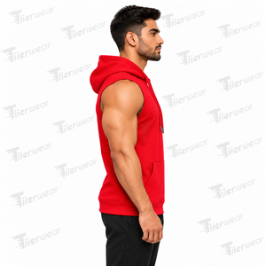 Latest <b>Men's</b> <b>Sleeveless</b> Gym <b>Hoodies</b> Workout Hooded Solid Print Sports Body Building Stringer Muscle Cut T-Shirt - Product Image 4