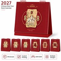 Calendrier de bureau du Nouvel An chinois 2027, Année du Chèvre, Logo personnalisé, Cadeau d'entreprise, Fournisseur en gros pour cadeaux d'affaires