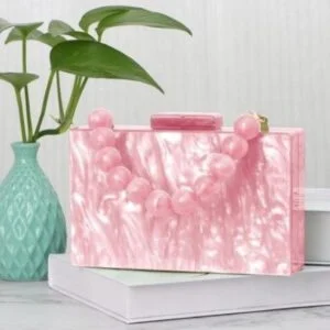 กระเป๋าคลัทช์เรซิ่นสีขาวทำมือสุดหรู ประดับมุก ระยิบระยับ ผลิตโดย blossom craft india - Product Image 2