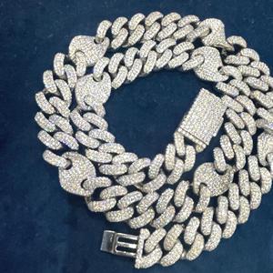 Cadena Cubana de Plata 925 con Incrustaciones de Moissanita VVS, Estilo Hip Hop de Miami, para Hombre, de Lujo, Resistente, para Uso Diario, Unisex - Product Image 1