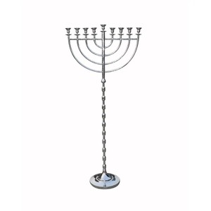 Modern Asymmetric <b>Silver</b> Nine Branch Menorah Candle Holder Contemporary Jewish Hanukkah Artistic Design - Product Image 6