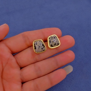 ต่างหู dalmatian Jasper ทำด้วยมือต่างหูทองเหลืองป้องกันการเสื่อมเสียอัญมณีตัดอัญมณีแฟนซีชุดปาร์ตี้ขายส่งหู - Product Image 3