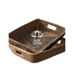 [ALTA CALIDAD] |   Cesta de Mimbre Tejida, Caja de Almacenamiento, Bandeja para Servir Pan, Frutas y Alimentos, Organizador de Cocina, Vietnam - Product Image 5