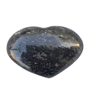 Cœur gonflé en Nuummite de qualité supérieure, bijou en pierre semi-précieuse naturelle, magnifique pour la méditation - Product Image 1