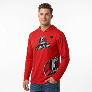 Camiseta de Baloncesto Roja al por Mayor – Sudadera con Capucha de Manga Larga Sublimada, Transpirable y de Ajuste Atlético para Alto Rendimiento - Product Image 1