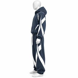 Ensemble de survêtement AMSEC INDUSTRY personnalisé, imprimé délavé à l'acide, avec strass, à capuche, longueur intégrale, 100 % coton, coupe oversize, style streetwear - Product Image 3