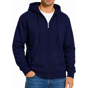Men's Zipper <b>Hoodie</b> Cotton Fleece Custom Hooded Sweatshirt with Full <b>Zip</b> Front and <b>Pockets</b> for Streetwear Wholesale - Product Image 1