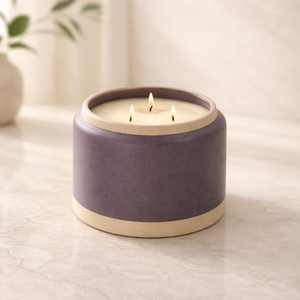 Luxury Ceramic <b>Candle</b> Vessel Matte Dual Tone Finish Triple <b>Wick</b> Long Burn Premium Home Decor Elegant Gift Piece - Product Image 1