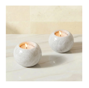 Porte-bougie chauffe-plat en forme de cœur en marbre blanc, résistant à la chaleur, pour décoration de table - Product Image 2