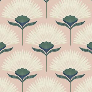 Carta da Parati Botanica Vintage Rosa, Adesiva e Rimovibile, Ecologica, per Bagno, Camera da Letto, Stile Boho - Product Image 1