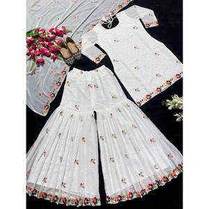 เซ็ตชุดปาร์ตี้ออกแบบโดยดีไซเนอร์สำหรับผู้หญิง sharara plazzo dupatta - Product Image 4