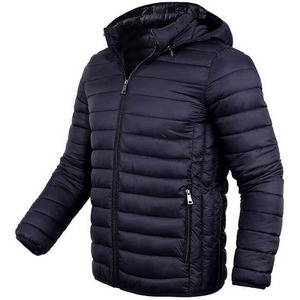 Best <b>Men</b> Puffer <b>Jacket</b> with Detachable Hood OEM Custom Navy Winter Insulated <b>Jacket</b> with Stripe Design Warm Casual Outdoor Coat - Product Image 4