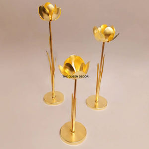 Sets Of 3 Factory Wholesale Metal Gold Plated Candle Holder Table <b>Top</b> Centerpieces Home Decoration Wedding - Product Image 1