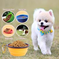 Gamelles pliables portables en silicone pour grands chiens, lot de 2, 34 oz/chaque gamelle, gamelle de base en silicone avec bord en plastique et anneau en D, pliable