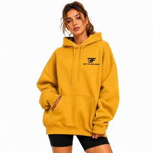 Sweat à capuche surdimensionné pour femme de haute qualité, taille plus, automne-hiver, personnalisé, 100% coton molletonné, sweat à capuche à épaules tombantes surdimensionné - Product Image 1
