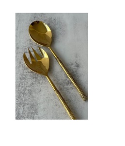 Ensemble de serveurs à salade modernes en acier inoxydable pour tables à manger contemporaines, décoration de fête et accessoires de présentation alimentaire écologiques - Product Image 1