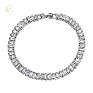 Wholesale Baguette 925 Silver Brass Cubic Zirconia Tennis <b>Bracelet</b> Chain <b>Copper</b> <b>Bracelet</b> for Women for Girls Fashion Jewelry - Product Image 3