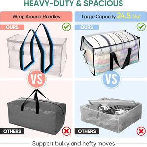 Set di 6 Contenitori per Trasloco Trasparenti Resistenti con Manici Rinforzati per Vestiti e Articoli da Trasporto - Product Image 4