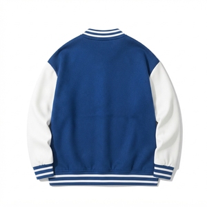 <b>Men's</b> Modern Varsity <b>Jacket</b> Casual Bomber <b>Jacket</b> Contrast Sleeves Ribbed Knit Trim Snap Button Front Custom Clothing Supplier - Product Image 5