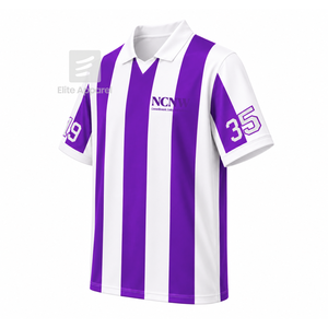 Camiseta de fútbol personalizada del Consejo NCNW, manga corta, con logo, rayas moradas y blancas, de poliéster, para mujer - Product Image 2