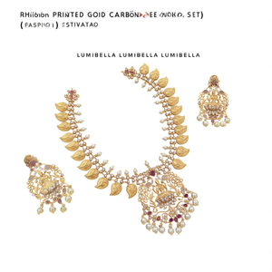 Rhodium Plated Gold Designer <b>Bridal</b> <b>Necklace</b> <b>Set</b> with <b>Earrings</b> - Product Image 3