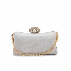 <b>Silver</b> Fancy Evening Bag <b>Clutch</b> P15364 - Product Image 1