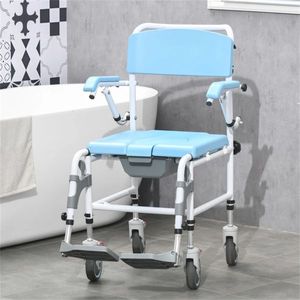 Bathroom Safety Equipment Rolling Shower Commode Wheelchair with 4 Castor Wheels for Wheelchair Users - Product Image 2