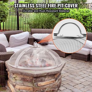 Grille anti-étincelles en acier robuste de 27 pouces pour foyer extérieur, couvercle supérieur renforcé en métal à ouverture facile - Product Image 2