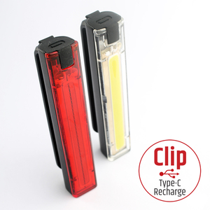 Clip Rechargeable LED Bicycle Rear Light Red and White Type-C USB <b>Charging</b> Cycling Safety <b>Lamp</b> Waterproof IPX4 - Product Image 1