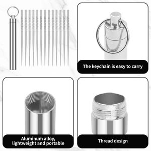 Portastuzzolini da Viaggio in Metallo Portatile, 10 Stuzzolini Riutilizzabili in Titanio, Contenitori per Stuzzolini da Tasca per Uso in Viaggio - Product Image 2